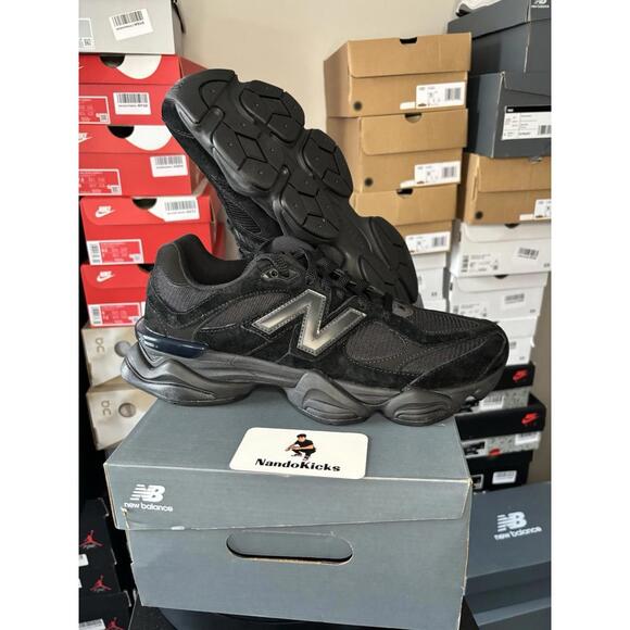 New Balance 9060 Triple Black Suede Men's Size 10M - Picture 1 of 5